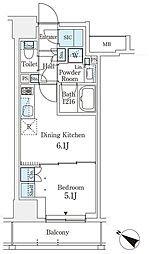 テラス駒込イースト 10階1DKの間取り