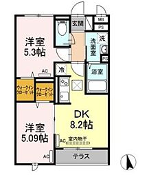 セジュール西台2 2DKの間取図画像