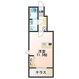 ハイツC ワンルームの間取図画像