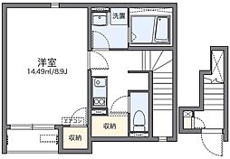 レオネクスト光 2階1Kの間取り