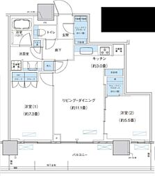 パークシティ柏の葉キャンパスザ・ゲートタワーウエスト 2LDKの間取図画像