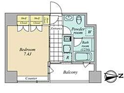 オジオ大手町 10階1Kの間取り