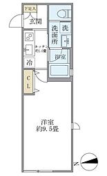 ミューズ新小岩 2階1Kの間取り