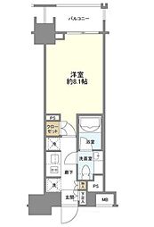 クレヴィア新宿若松町 1Kの間取図画像