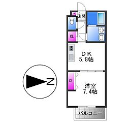 JR片町線(学研都市線) 放出駅 徒歩10分の賃貸アパート 2階1DKの間取り