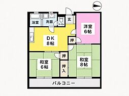 コーポのなか 3DKの間取図画像