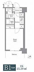 オアーゼ芝浦レジデンス 1Kの間取図画像