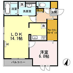 ウイングヒルズ 1LDKの間取図画像