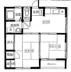 コーポトネ 2DKの間取図画像