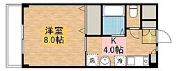 リヴェールハイム 4階1Kの間取り