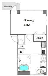 TUR池尻 2階1Kの間取り