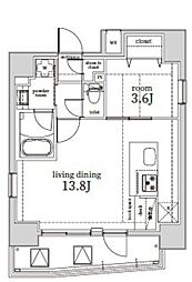 ログ戸越 9階1LDKの間取り