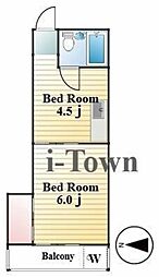 ステラ星野 4階1DKの間取り