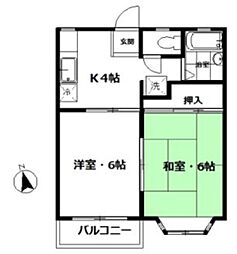 カーサブランシェ 2Kの間取図画像
