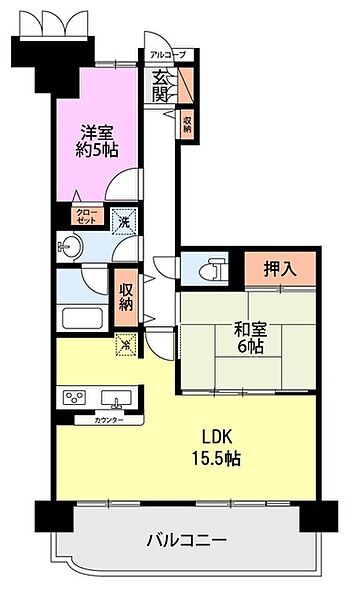 パストラルハイム米山弐番館 811｜新潟県新潟市中央区米山３丁目(賃貸マンション2LDK・8階・62.80㎡)の写真 その2