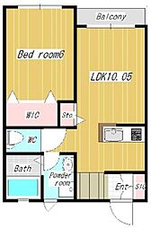メゾンドールカムイγ 1LDKの間取図画像