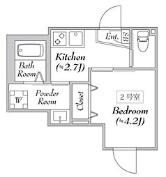 エリタージュ 3階1DKの間取り