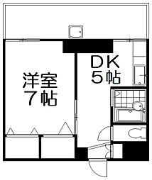 国際グランドハイツ 2階1DKの間取り