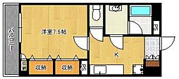ハビタット351 1Kの間取図画像