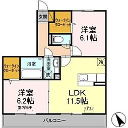 ウィル ステージ 2階2LDKの間取り