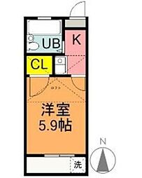 レオパレス橋本 1階1Kの間取り