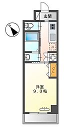KCK馬車道 1Kの間取図画像