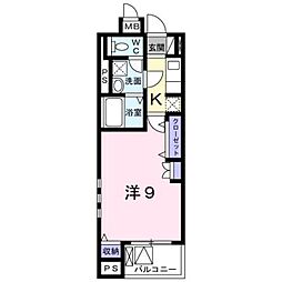K・Sガーデン3 1Kの間取図画像
