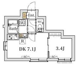 クリスタルコート大山金井町 1DKの間取図画像