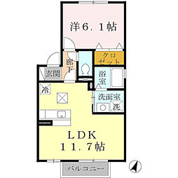 山陽電鉄本線 須磨浦公園駅 4.4kmの賃貸アパート 1階1LDKの間取り