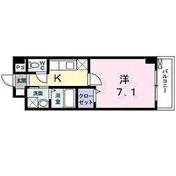 ベリエ太秦 3階1Kの間取り