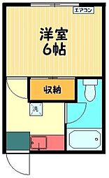 晴美マンション 1階1Kの間取り