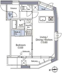 エルスタンザ文京湯島 1LDKの間取図画像