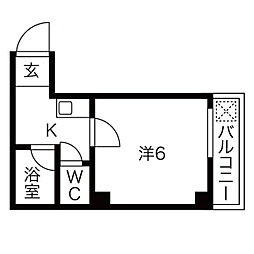 サンフラワー長居 3階1Kの間取り