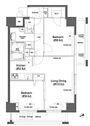プラウドフラット鶴見1 2LDKの間取図画像