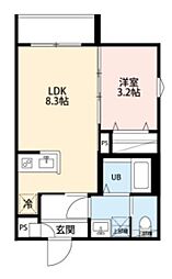 京成押上線 四ツ木駅 徒歩10分の賃貸アパート 2階1LDKの間取り