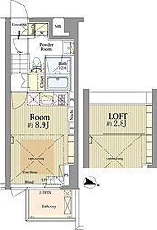 神楽坂南町ハウス 1階ワンルームの間取り