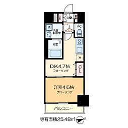 エスティメゾン門前仲町 12階1DKの間取り