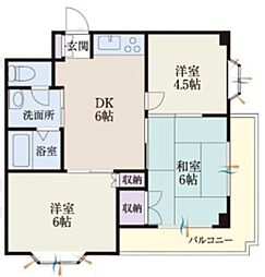 b'CASA北越谷2re-born 3DKの間取図画像