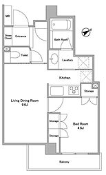 パークグレイス駒込 1LDKの間取図画像