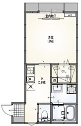 サニーパレス 1階1Kの間取り