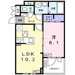 南海加太線 中松江駅 徒歩6分の賃貸アパート 2階1LDKの間取り