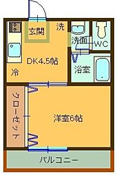 ビィーンズマンション 3階1DKの間取り