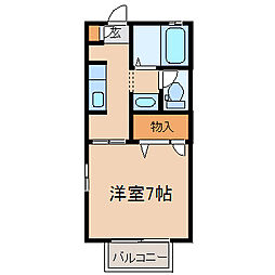 イースト・ワン・プレース 1Kの間取図画像
