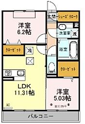 マノワール正心 2LDKの間取図画像