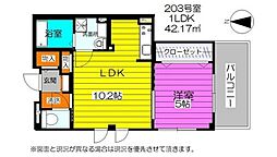 タウンハイツ鎌倉 1LDKの間取図画像
