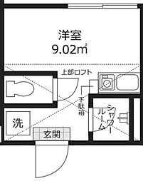フォース新小岩 2階ワンルームの間取り
