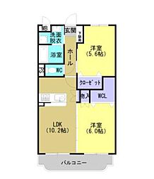 ユーミーブルースカイ 2LDKの間取図画像