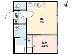 MK Residency 1階1DKの間取り