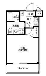 プレール・ドゥーク東中野 1Kの間取図画像