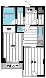 レスポワール 3階2DKの間取り